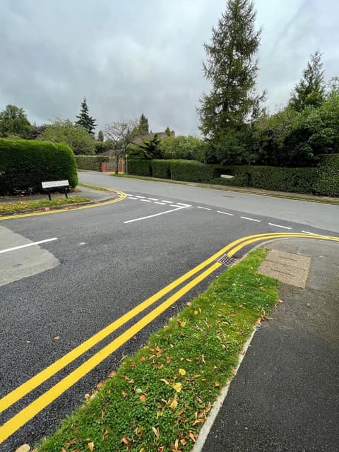 New double yellow lines at a junction on Cherry Tree Road