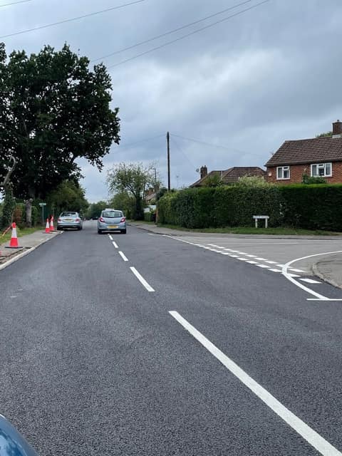 Newly surfaced Cherry Tree Road junction