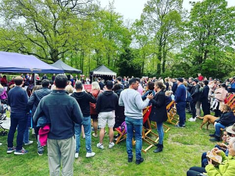 Crowd on the Town Hall Green at the coronation celebration