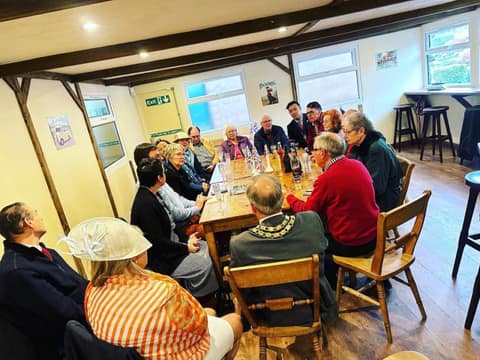 Long-table lunch with Langres twinning guests and the mayor in chain