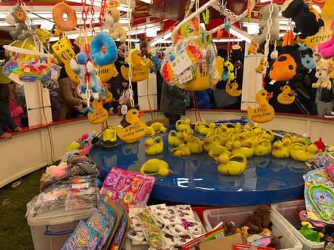 Funfair stall with prizes at the fireworks night